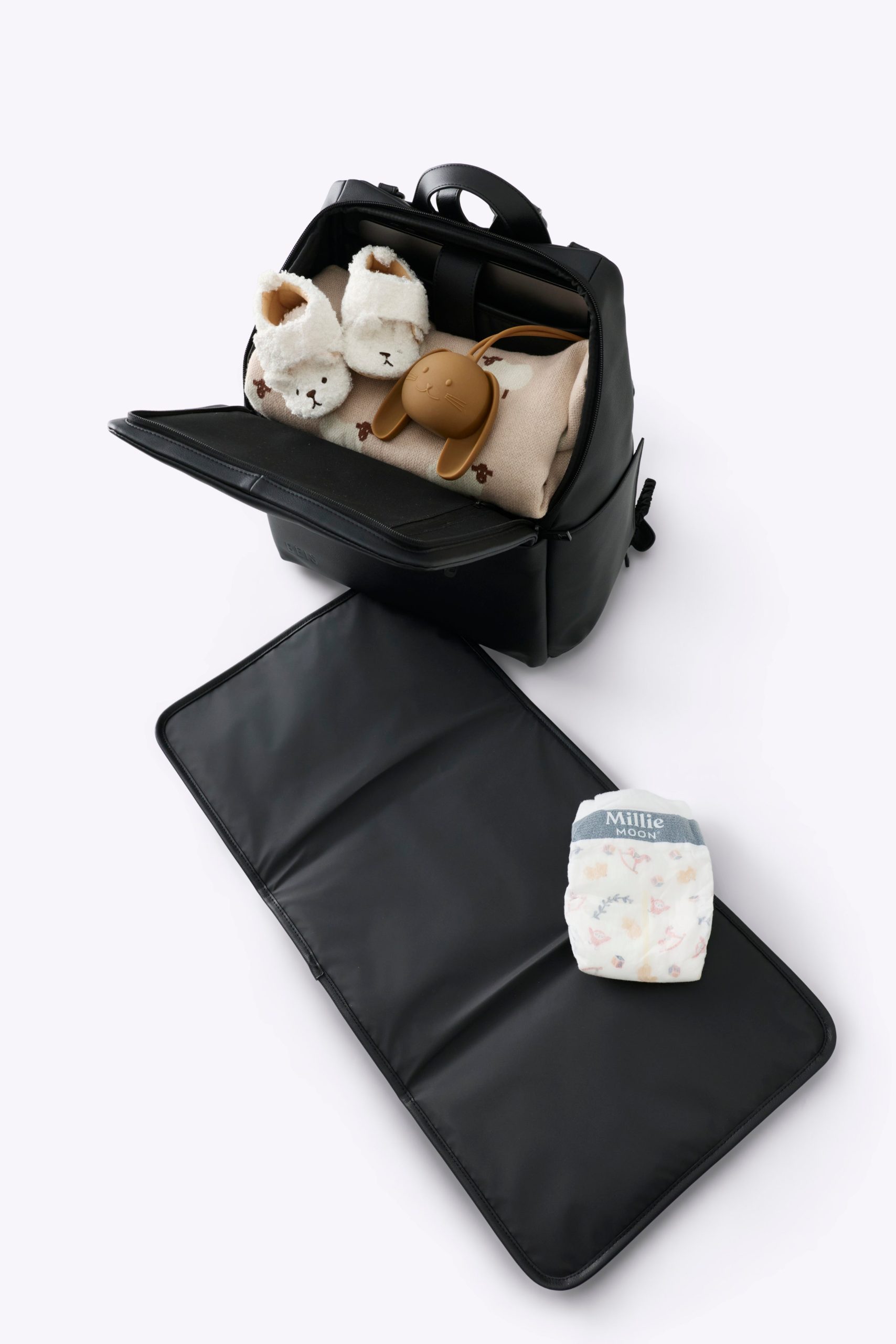The Everyday Diaper Backpack in Black Vegan Leather - Image 2