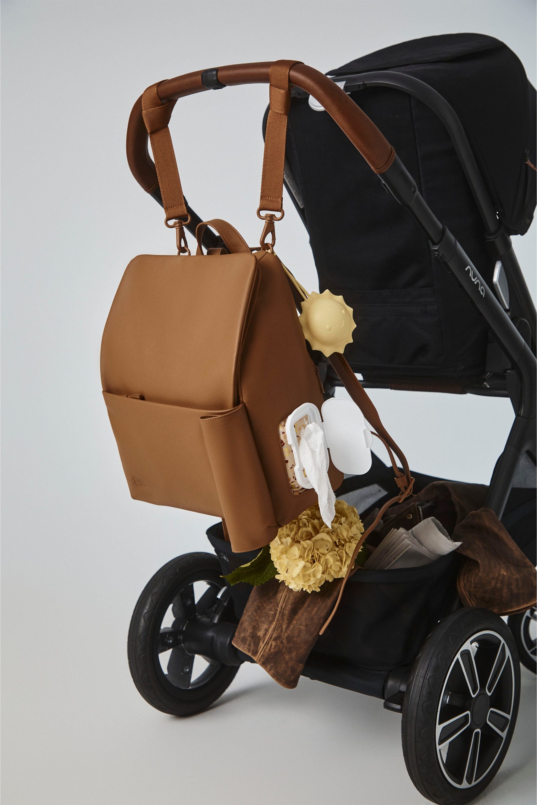 The Everyday Diaper Backpack in Camel Vegan Leather - Image 2