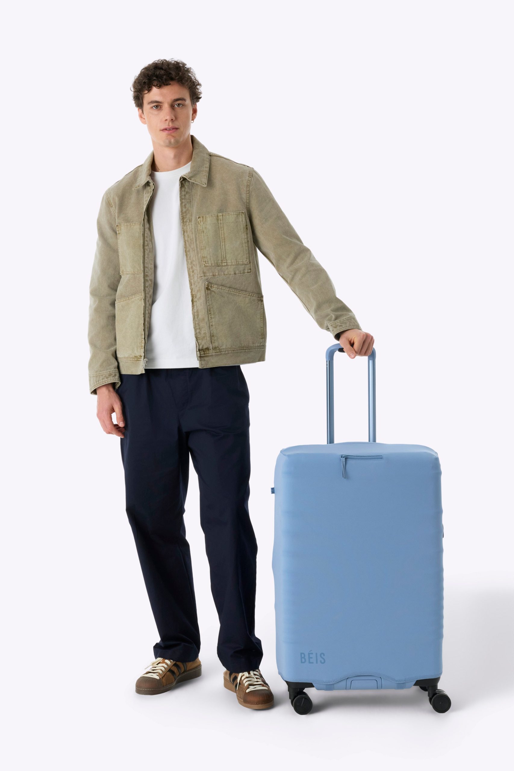 The Hybrid Check-In Luggage Cover in Dusty Blue - Image 4