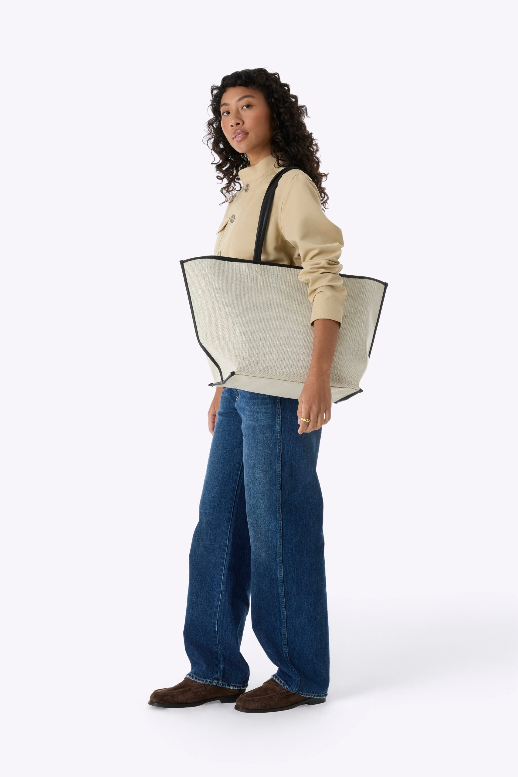 The Canvas and Leather Tote in Black - Image 5