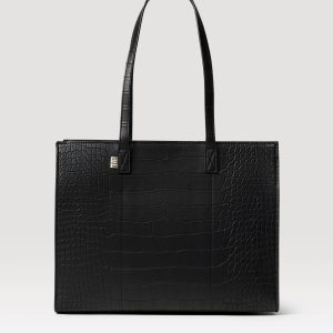 The Work Tote in Black Croc